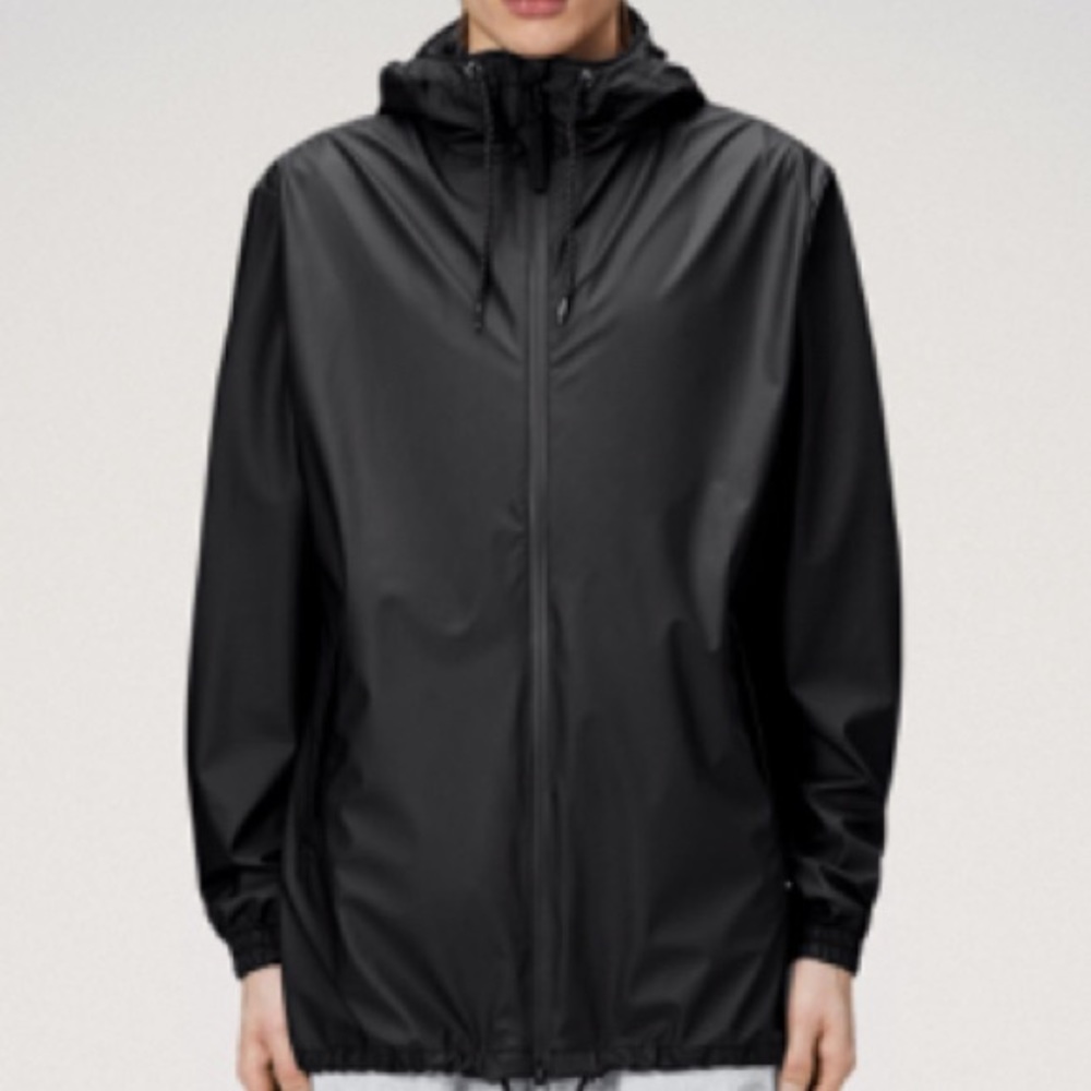 Rains Unisex Rain Jacket in Black / Size M/L